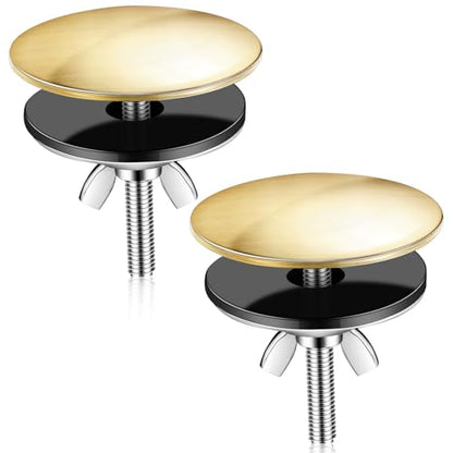 LEIFIDE 2 Pcs Kitchen Sink Faucet Hole Cover, Brushed Gold - color: Brushed Gold