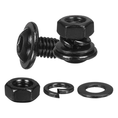 M METERXITY 20 Set M6 x 8mm Flanged Button Head Socket Cap Screws, Black 304 Stainless Steel 18-8 Hex Socket Head Screws Bolts, Nuts, Flat & Lock Washers for DIY, Furniture, Automotive - size: M6 x 8mm