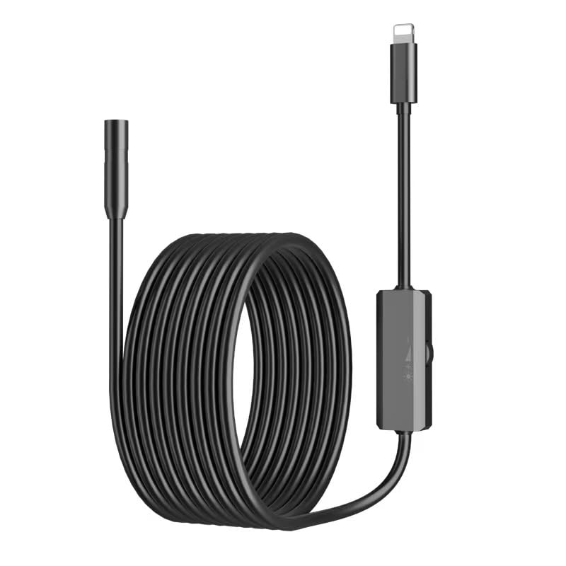 Endoscope Camera with Light, 1920P HD Borescope Camera with 9.8FT Semi-Rigid Snake Cable, 8 LED Lights IP67 Waterproof Inspection Camera for iPhone Android - style: Single-Lens-9.8 FT