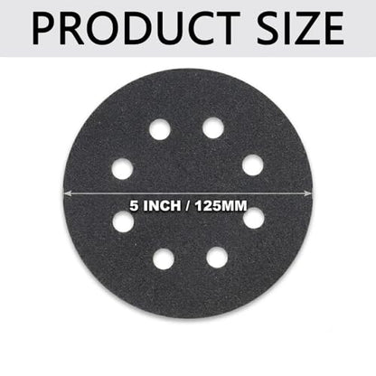 60PCS 5 Inch Wet Dry Sanding Discs 8 Hole Hook & Loop Sandpaper Assortment