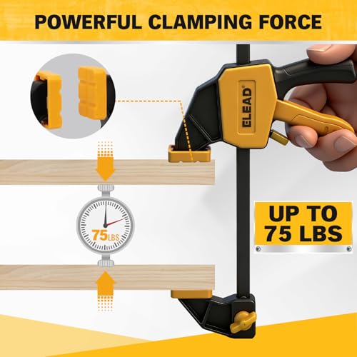 6" Mini Bar Clamps for Woodworking, 4-Piece One-Handed F Clamp/Spreader, 75LBS Load Limit Wood Clamp, Quick Release Grip Clamps for Table Wood Working, Light-duty Tools - style: 4-Piece 75lbs