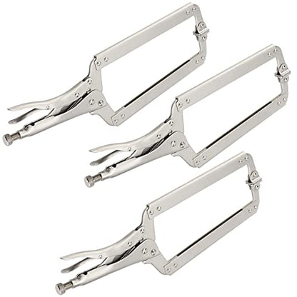 3 Packs 18 Inch Large C Clamp Locking Pliers with Swivel Pads, Heavy Duty Vice Grip Clamp Set, Adjustable Welding Clamps Tools for Woodworking Welding - size: 3PCS 18 Inch without Rubber Handle