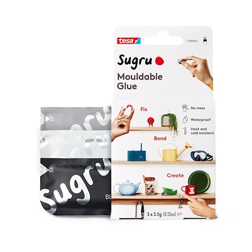 Sugru Silicone Super Glue - Waterproof All-Purpose Wall Putty + Moldable Glue for Crafting + DIY Home Improvement - Removable + Kid-Safe - Indoor/Outdoor Use - 3 Pack - Black, White + Grey (3.5g/ea) - color: Black, White & Gray
