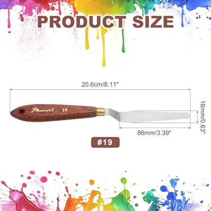 MECCANIXITY Pack of 1 Palette Knife No.19, 8.1" Long Palette Knives with Stainless Steel Flexible Spatula Pallet Knife and Wood Handle for Scraping, Mixing, Oil Acrylic Painting Canvas - style: No.19