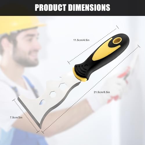 Stainless Steel 13-in-1 Paint Scraper Tool, Professional Multi Paint Tool - color: Sliver