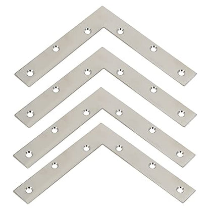 Alise L Flat Brackets for Wood,Corner Bracket Mending Plate,Brushed,4Pcs - size: 120x120mm(4Pcs), style: Brushed