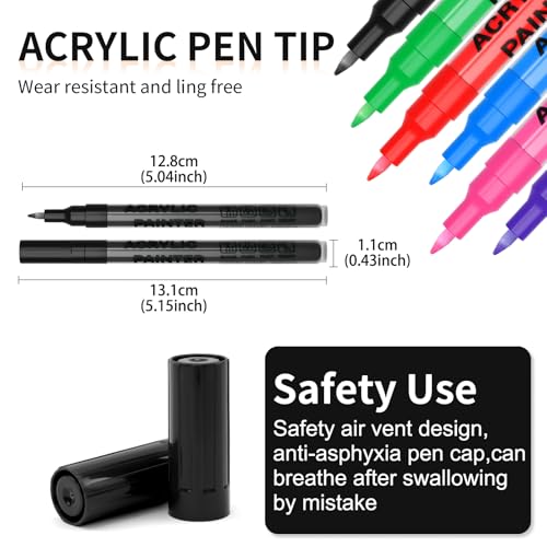 Black Acrylic Paint Pens 6 Pcs Permanent Marker Pens Extra Fine - color: Black