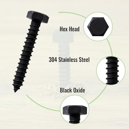 LIONMAX 30-PCS Lag Bolts, 5/16" x 2" Stainless Steel Black Lag Screws - size: 5/16" x 2"