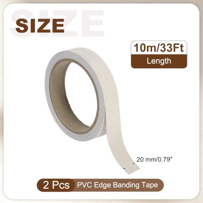 uxcell 2Pcs 3/4" x 33 ft PVC Edge Banding Tape, Cream - color: Cream, size: 3/4" x 33 ft