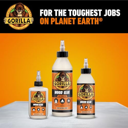 Gorilla Ultimate Waterproof Wood Glue, Natural Color, 18 oz - size: 18oz, style: 1 Pack Bottle