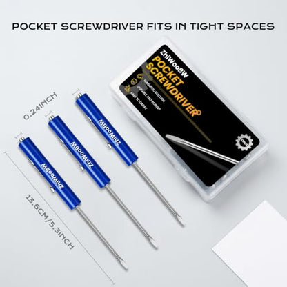12 Pcs Blue Pocket Screwdriver Magnetic Mini Slotted Flathead - color: Blue