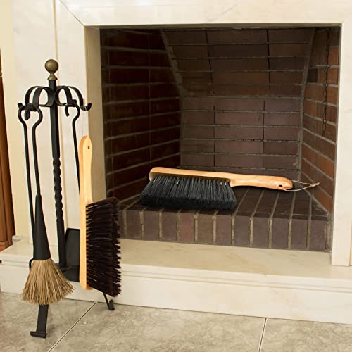 Patelai 2 Pcs Wooden Bench Brushes Fireplace Brush, Gray, Brown - color: Gray, Brown