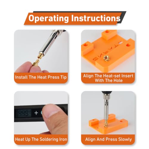 80W Soldering Iron Threaded Inserts with M3-M5 Heat Set Inserts 530Pcs Brass Heat Set Inserts,with Insert Tips for 3D Printer Parts or Plastic