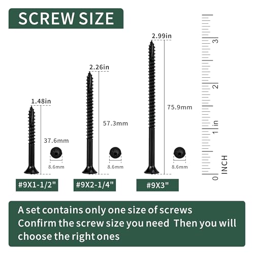 300 Pcs Deck Screws #9 X 3 Exterior Wood Screws T25 Star Drive Flat Head Screws, Rust Resistant, Oxide Coating, T25 Star Bit Included, Black - color: Black, size: 300 Pcs