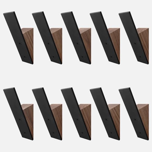 Homeforia Walnut Coat Hook, High-End Wood & Metal, Modern Design, Set of 10 - color: Black Walnut, size: Pack of 10