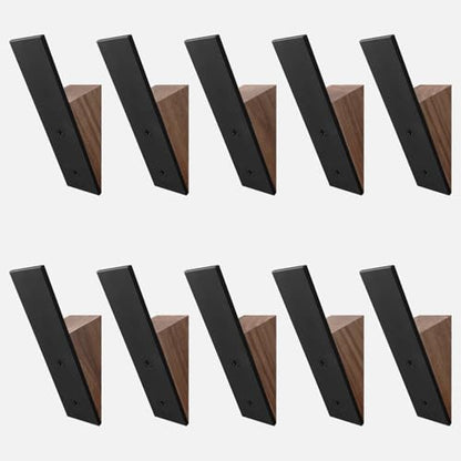 Homeforia Walnut Coat Hook, High-End Wood & Metal, Modern Design, Set of 10 - color: Black Walnut, size: Pack of 10