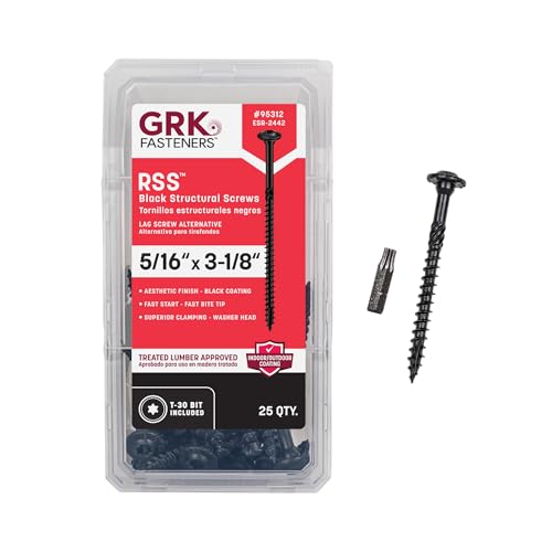 GRK Fasteners RSS™ 5/16 x 3-1/8" Rugged Structural Screws, Black, 25 PCS - size: 5/16" x 3-1/8"