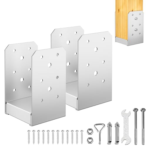 4"x4" Adjustable Post Base, 2Pcs Stainless Steel Post Anchor Bracket - size: 4x4