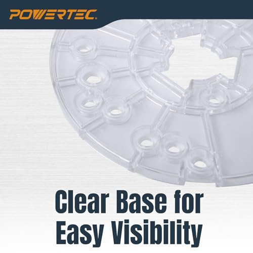 POWERTEC 6-5/8" Router Base Plate Ribbed Durable Clear w/Centering Pin, Mounting Screws and Multiple Pre Drilled Holes, Fits Porter Cable, Bosch, Craftsman, Dewalt, Hitachi, Makita, - 72315 - size: 6-5/8" Ribbed Router Base Plate, style: Router Base Plate