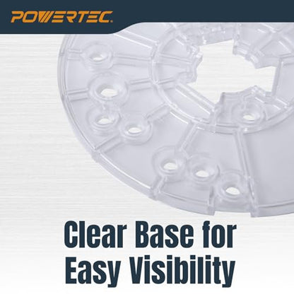 POWERTEC 6-5/8" Router Base Plate Ribbed Durable Clear w/Centering Pin, Mounting Screws and Multiple Pre Drilled Holes, Fits Porter Cable, Bosch, Craftsman, Dewalt, Hitachi, Makita, - 72315 - size: 6-5/8" Ribbed Router Base Plate, style: Router Base Plate