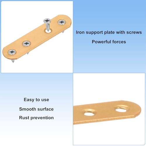 M METERXITY 10-Pack Flat Straight Brackets 2.95x0.71in, Gold - color: Gold, size: 75mm