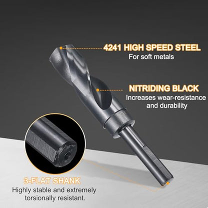 HARFINGTON 1" Drill Bit 1/2" Reduced Shank 3-Flat 4241 HSS 118° - size: 1" with 1/2" Shank