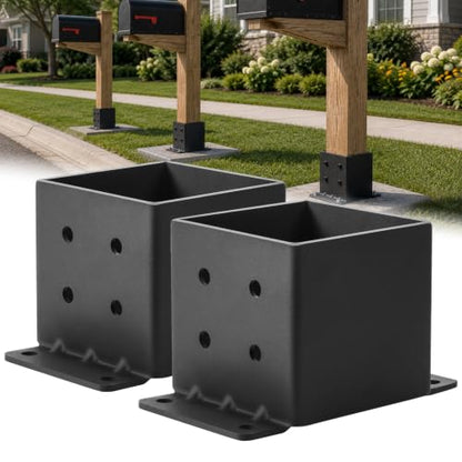 2 Pack 6x6 Post Bases Heavy Duty Brackets (Fits Actual 5.5"x5.5") - size: 6x6- 2pcs