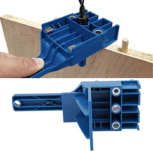 Handheld Dowel Jig Kit - Wood Doweling Hole Drill Guide Kit (Blue) - color: Blue