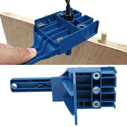 Handheld Dowel Jig Kit - Wood Doweling Hole Drill Guide Kit (Blue) - color: Blue