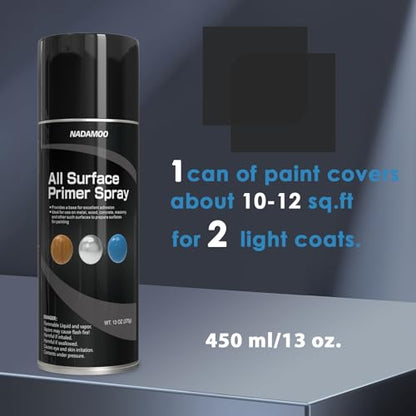 NADAMOO All Surface Primer Spray, Matte Black One-Part Epoxy Primer, 2 Can - color: Black, style: Pack of 2