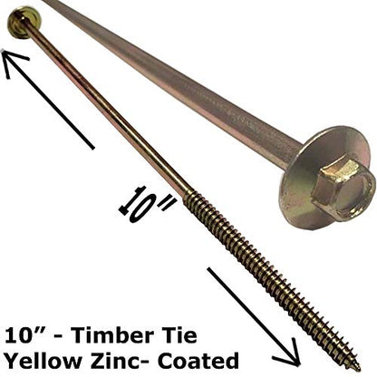 BRAUNY BOY - #12 x 10”- Extra Long Structural Lag Heavy Duty Construction Wood Screw – Yellow Zinc Corrosion Resistant Coating Exterior Timber, Landscape - Easy HEX HEAD DRIVE – Flange Head 10 in (40)