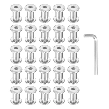 PATIKIL M6x6mm Hex Chicago Screws 8x10mm, 20Pcs 304 Stainless Steel Metric Hex Drive Socket Cap Binding Post Screw Posts for Scrapbook Leather Belt Album Furniture Repair, Silver - size: M6x6mm, 8x10mm