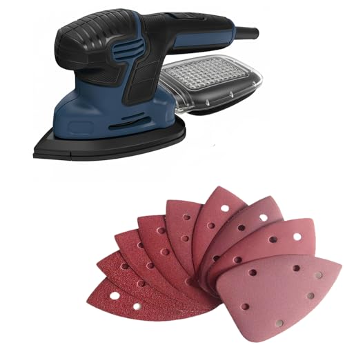 100 PCS Mouse Detail Sander Sandpaper 6 Holes, 80 Grit Hook and Loop Detail Sandpaper Aluminum 0xide Mouse Sanding Pads Triangular Sanding Sheets for Detail Mouse Sander - size: 6 Holes-80 Grit