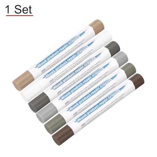 HARFINGTON Wood Filler Sticks 6 Colors Wooden Wax Touch Up Furniture Repair Crayons for Light Brown, White, Starry Gray, Gray Walnut, Dark Blue Gray, Light Blue Gray - color: For Yellow Tone Series