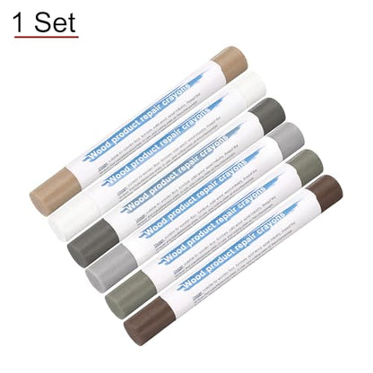 HARFINGTON Wood Filler Sticks 6 Colors Wooden Wax Touch Up Furniture Repair Crayons for Light Brown, White, Starry Gray, Gray Walnut, Dark Blue Gray, Light Blue Gray - color: For Yellow Tone Series