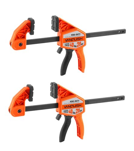 VANQUISH 4'' Mini Bar Clamps for Woodworking 2 Pack, 40LBS Load Limit - size: 4inch 2 Pack