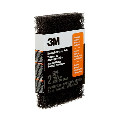 3M Heavy Duty Stripping Pads, 2 Count, 3-3/4 in x 6 in, Removes Paint, Varnish, Wallpaper Paste & Other Finishes Without Scratching Or Gouging The Surface (10112NA) - size: 3.75-in x 6-in. x 0.44-in, style: Stripping Pad