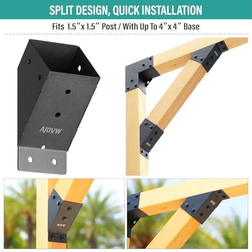 8Pcs 45 Degree Pergola Angle Support Brackets, 4x4 Wood Connector - size: 4"×4"-A