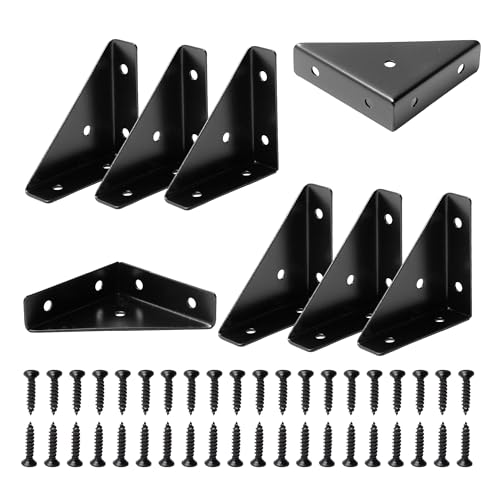 Corner Brace Brackets, 8Pcs 66mm x 66mm Black Corner Braces for Wood - size: Large, style: 8-Pack