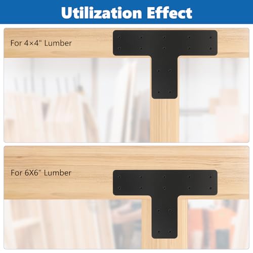 8 Pack 12×8 T Post Timber Brackets, Post to Beam Connector - style: 8 Pack T Shape(12×8)