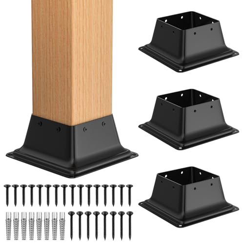 4x4 Post Base 4Pcs, Internal 3.6"x3.6" Heavy Duty Post Bracket