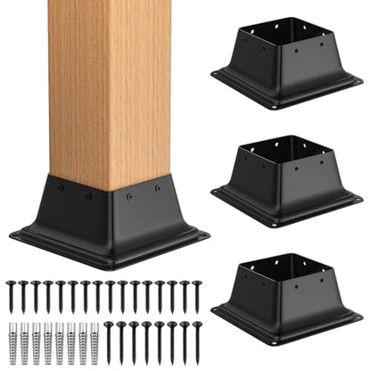 4x4 Post Base 4Pcs, Internal 3.6"x3.6" Heavy Duty Post Bracket