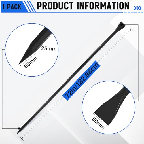72" (6ft) Chisel Digging Bar 17Lb (7.8kg) Pencil Point Wrecking Pry Road Bar Post Hole Diggers for Digging Prying of Dirt and Large Rocks - color: Black, size: 72 Inch, style: Pencil Point