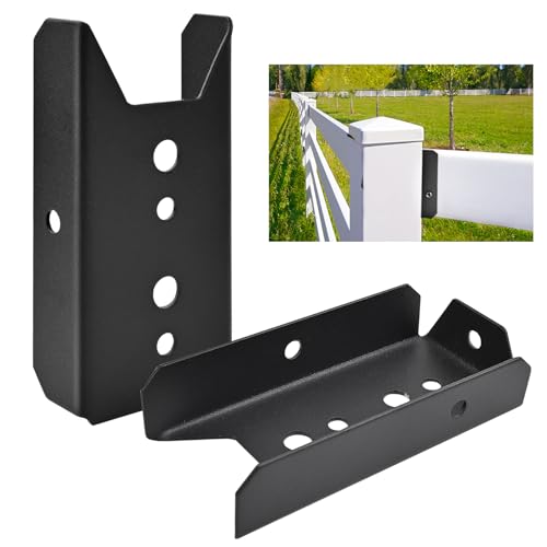 LukLoy 50 Pack 2x4 Brackets for Wood Rail, Black Deck Railing Brackets Connectors for 2" X 4" ( Actually 1.5" X 3.5" ) Wood Post, 20-Gauge Fence Brackets, Screws Not Included - style: Black-50