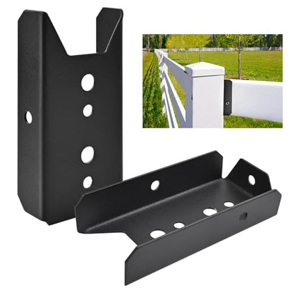 LukLoy 50 Pack 2x4 Brackets for Wood Rail, Black Deck Railing Brackets Connectors for 2" X 4" ( Actually 1.5" X 3.5" ) Wood Post, 20-Gauge Fence Brackets, Screws Not Included - style: Black-50