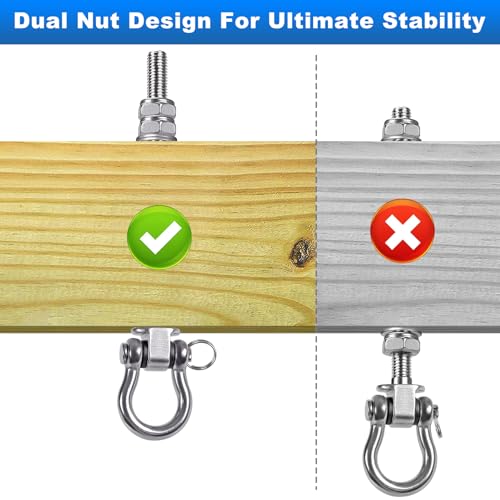 4Pcs Heavy Duty Swing Hangers with Bearings Swing Hooks for Wood & Metal Beams Stainless Steel Swing Hardware Bolts for Hanging Hammocks Chair, Yoga Swings, Porch Swing 5" X M2/5", 1500LB Capacity - color: 4 pack - 5"
