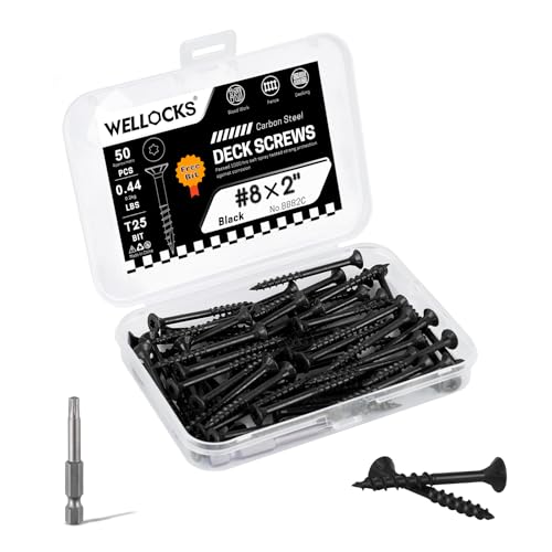 WELLOCKS #8 x 2 in Black Deck Screws, 0.44 lbs Trial Size - size: #8×2", style: Trial size 0.44LBS