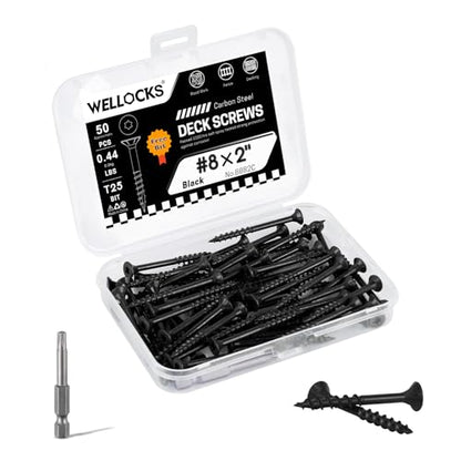 WELLOCKS #8 x 2 in Black Deck Screws, 0.44 lbs Trial Size - size: #8×2", style: Trial size 0.44LBS