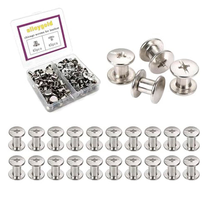 45 Sets M5*6 304 Stainless Steel Chicago Screw Kit Leather Rivets Screw Rivets Chicago Screw Buttons DIY Leather Trim 3/16"x1/4" - color: 304 stainless steel, size: M5*6mm