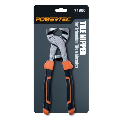 POWERTEC 8 inch Tile Nippers with Ergonomic Grip, for Trimming Tile and Mosaics to Desired Shape on Glass, Ceramic and Porcelain Tile up to 3/8" Thick, 1 Pack (71900) - style: 8 inch Tile Nippers